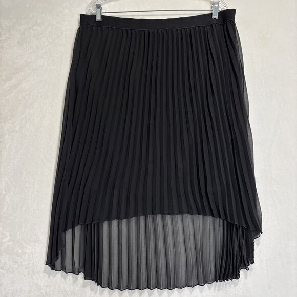 Saks Fifth Avenue Black Women's Size XL Pleated High Low Lined Pull On Skirt - Picture 1 of 14